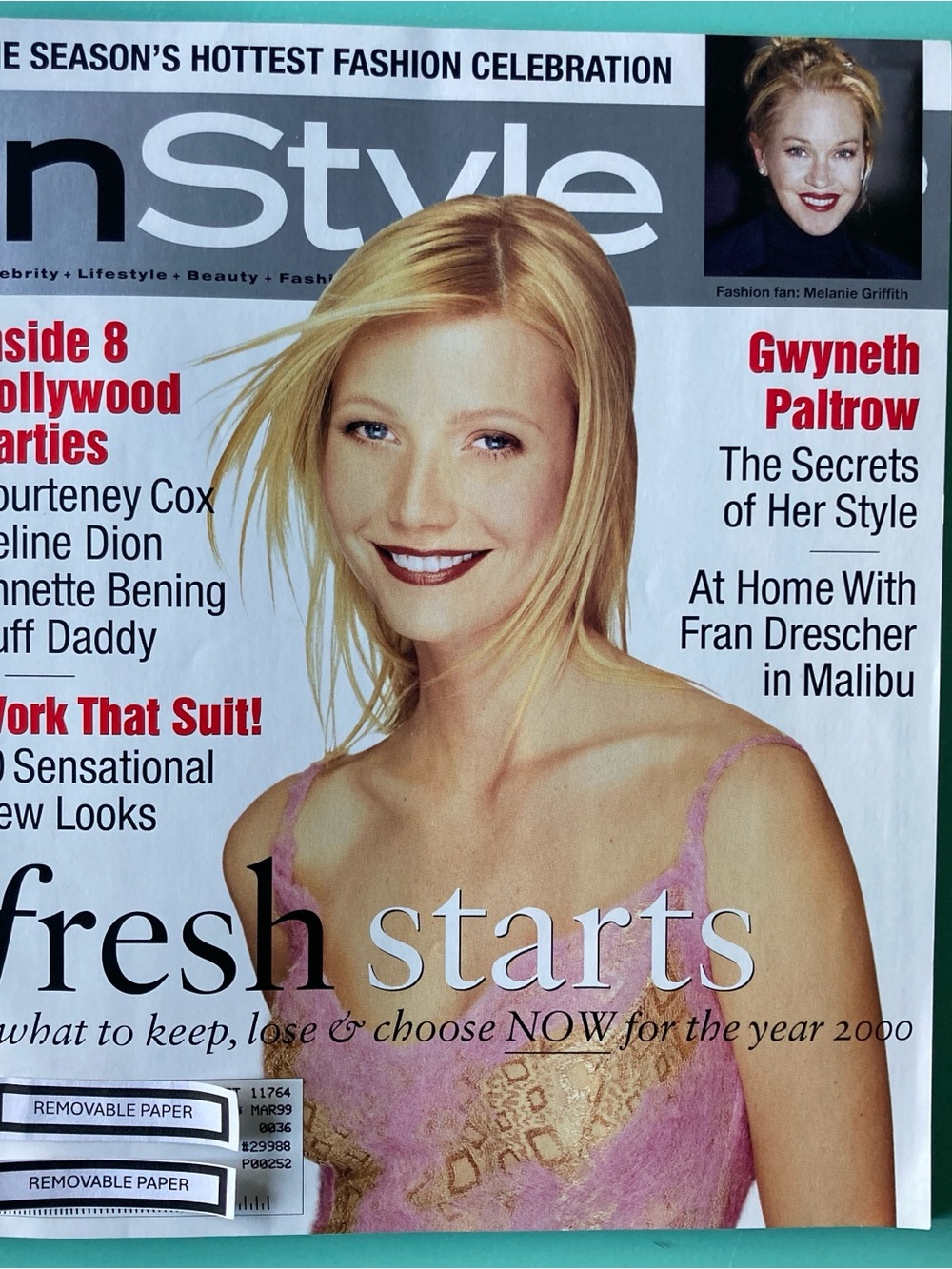 InStyle Magazine January 1999 Gwyneth Paltrow & Melanie Gritfith Address Label